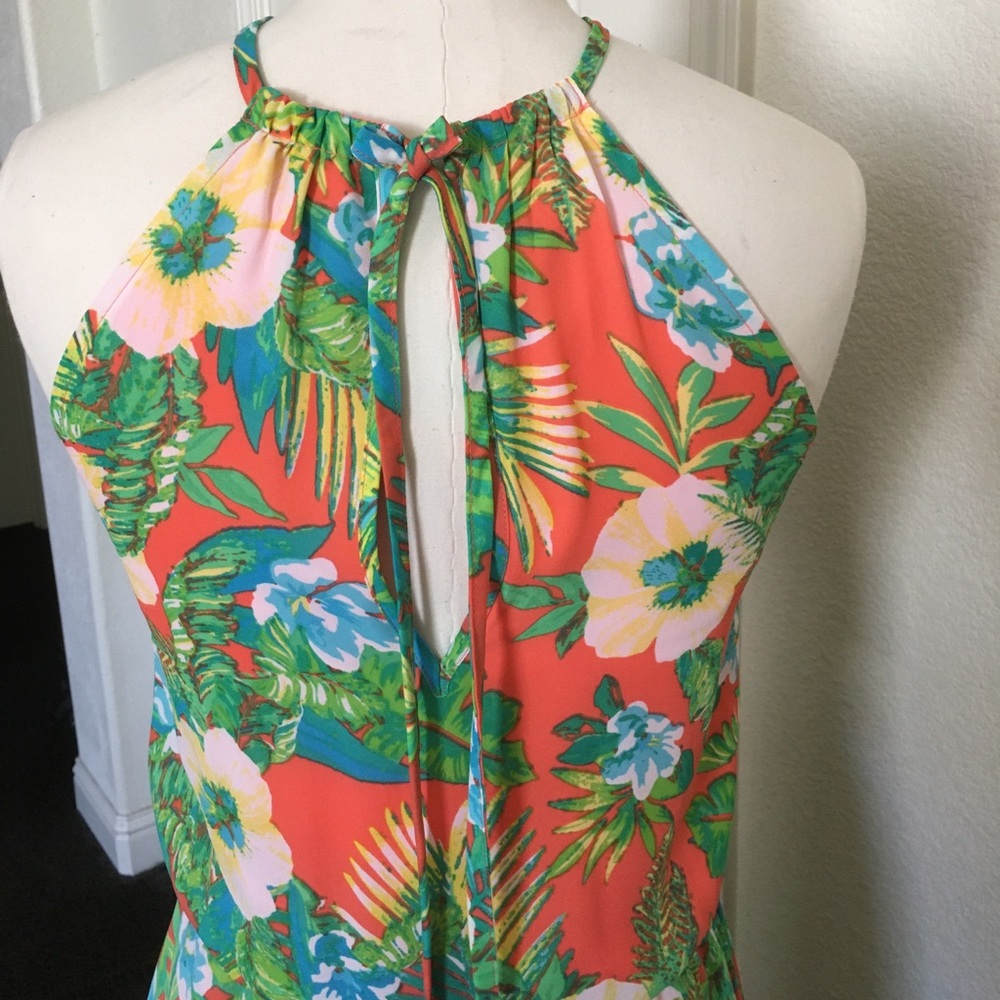 Decree Coral Tropical Front Slit Maxi Dress - Picture 6 of 10